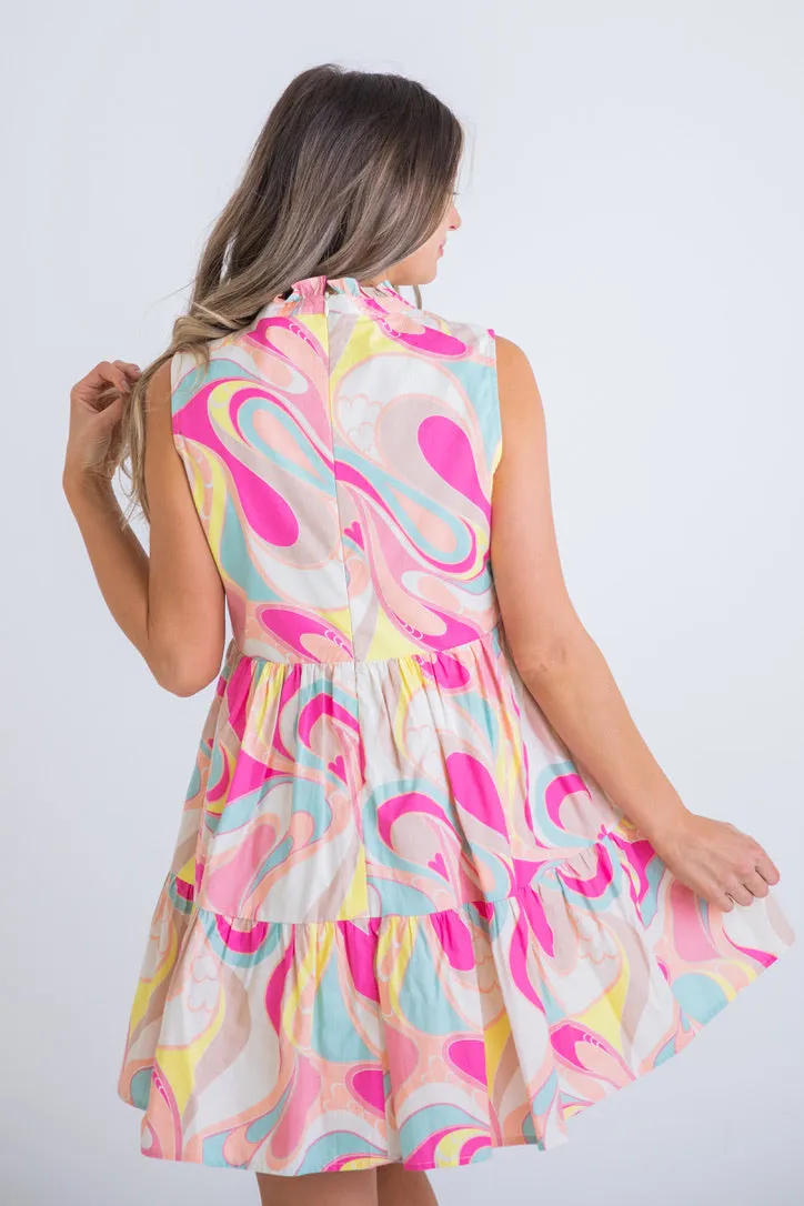 Abstract Sleeve Dress