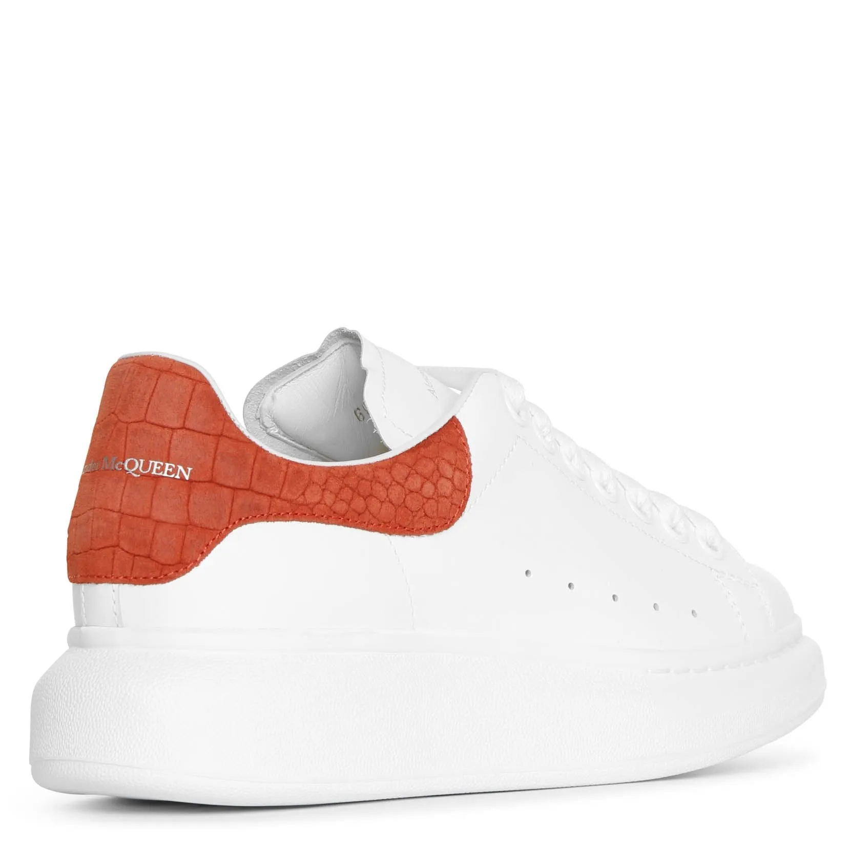 Alexander McQueen White and coral suede classic sneakers