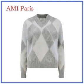 AMI PARIS Argile Casual V-Neck Office Style Top with Long Sleeves