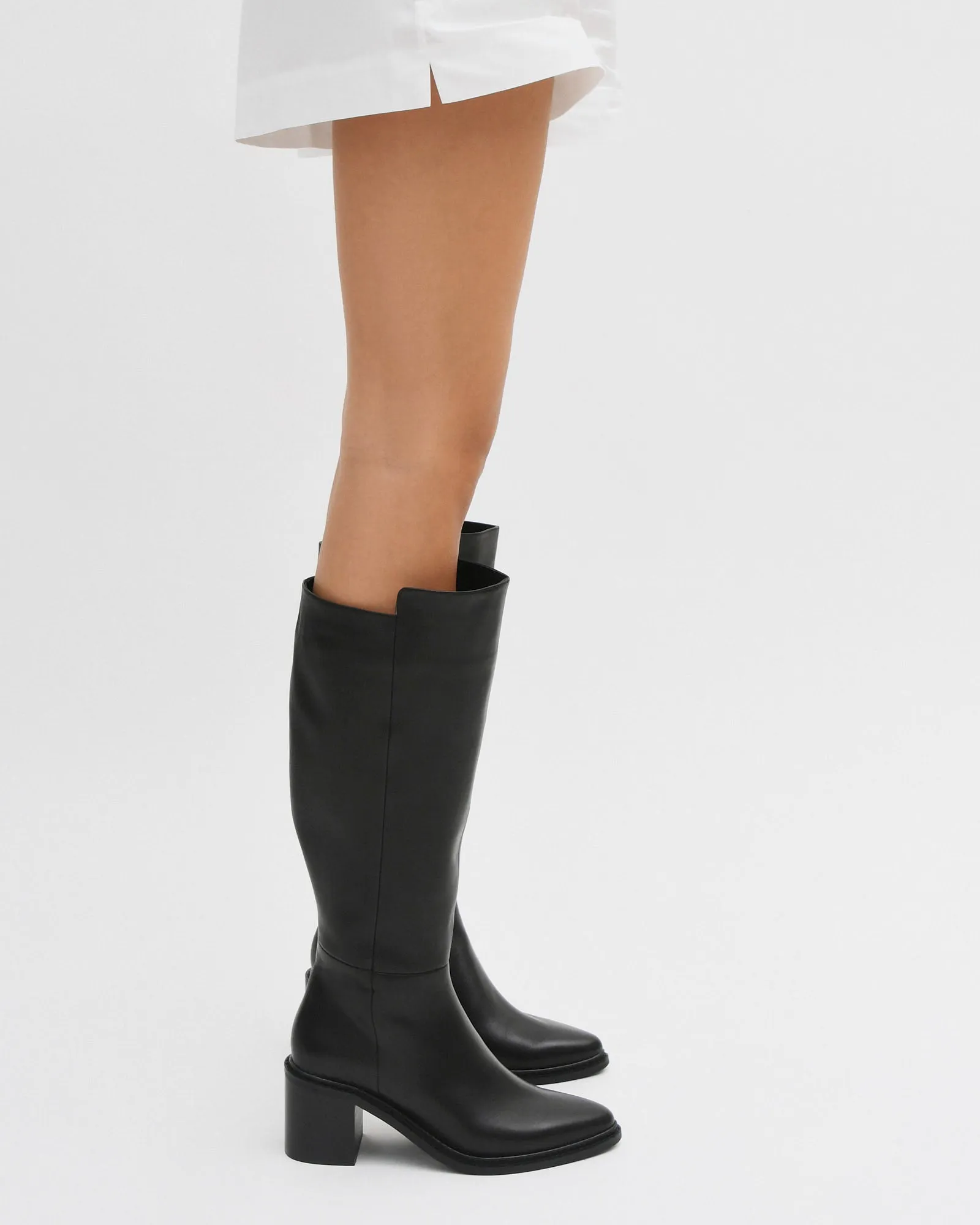 ANISSA KNEE BOOTS BLACK LEATHER