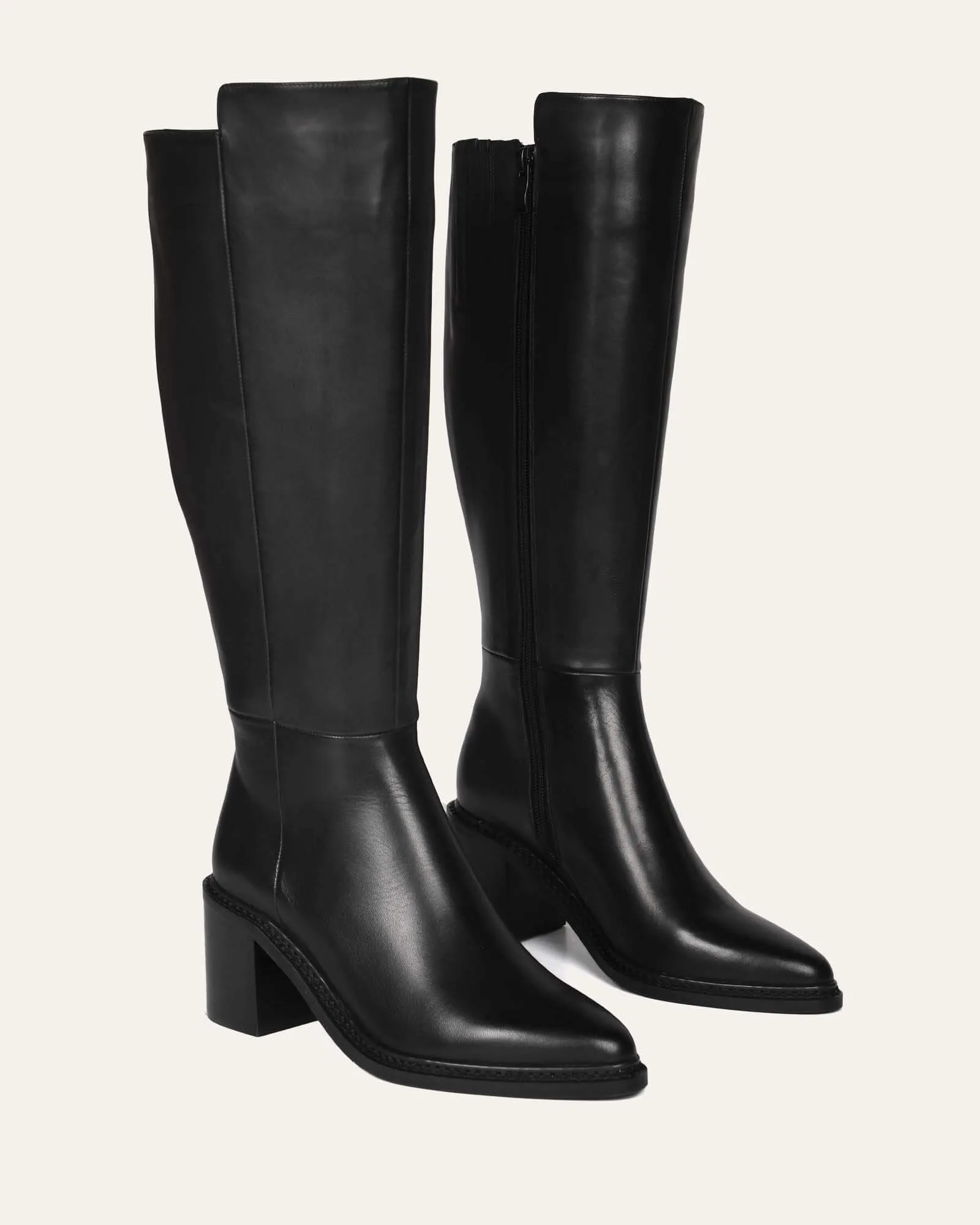 ANISSA KNEE BOOTS BLACK LEATHER