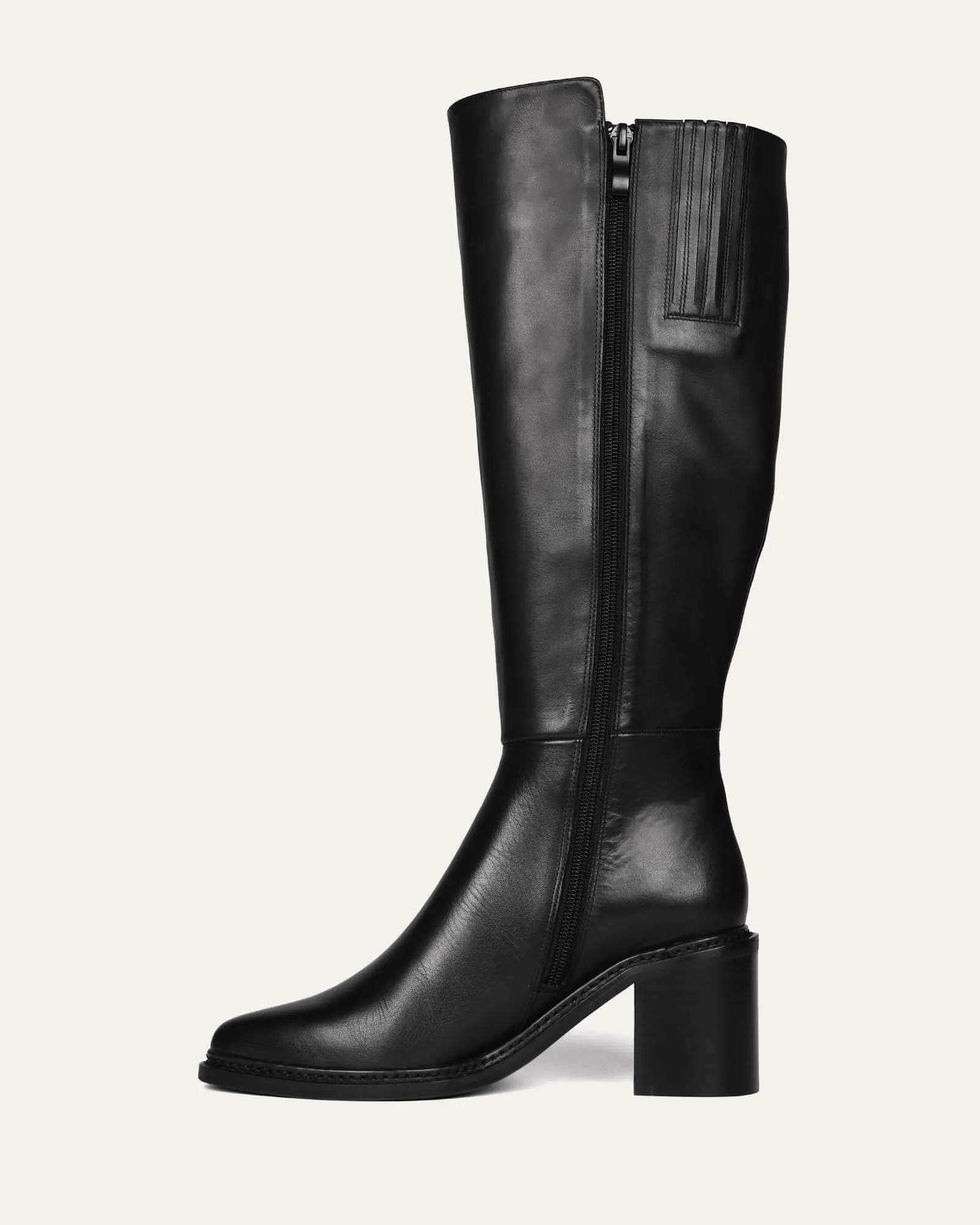 ANISSA KNEE BOOTS BLACK LEATHER