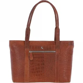 Ashwood Croc Print Leather Bag Honey :1710