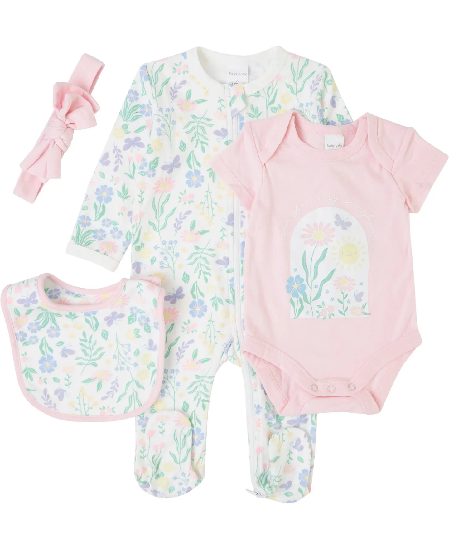 Babies' 2-way Zip Starter Packs in Pink Florals | Postie