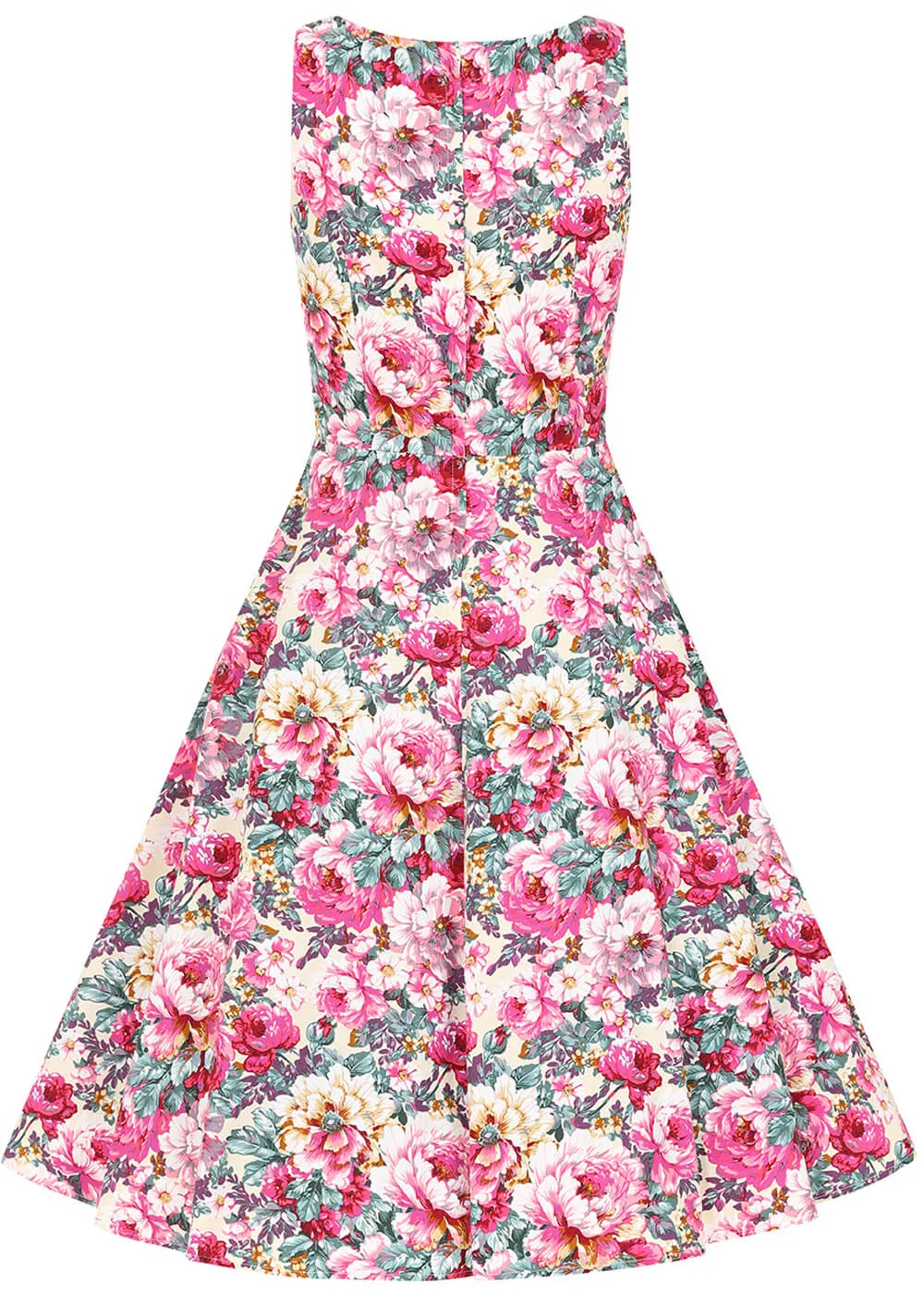 Ivory 50's Swing Dress with Bloom Pattern by Banned