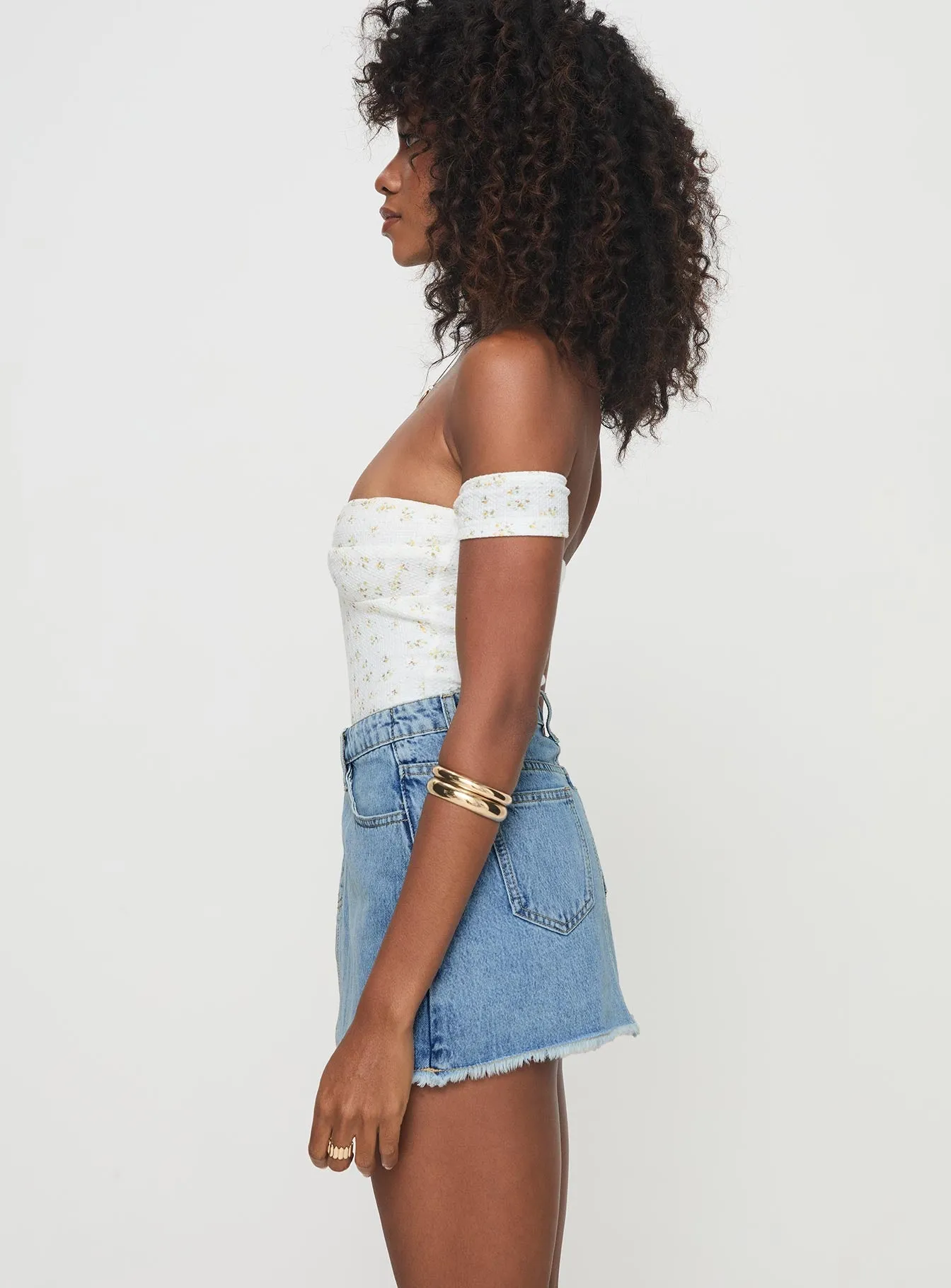 Light Wash Barbuto Denim Wrap Mini Skirt