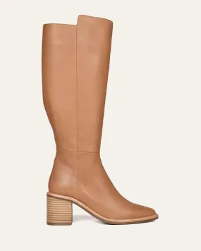 Beige Leather Anissa Knee Boots