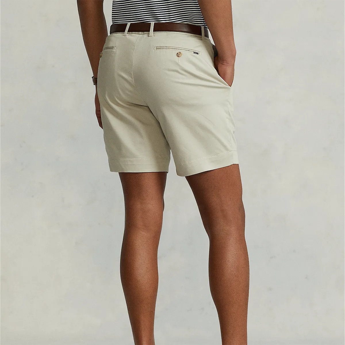 Beige Stretch Straight Fit Shorts by Polo Ralph Lauren