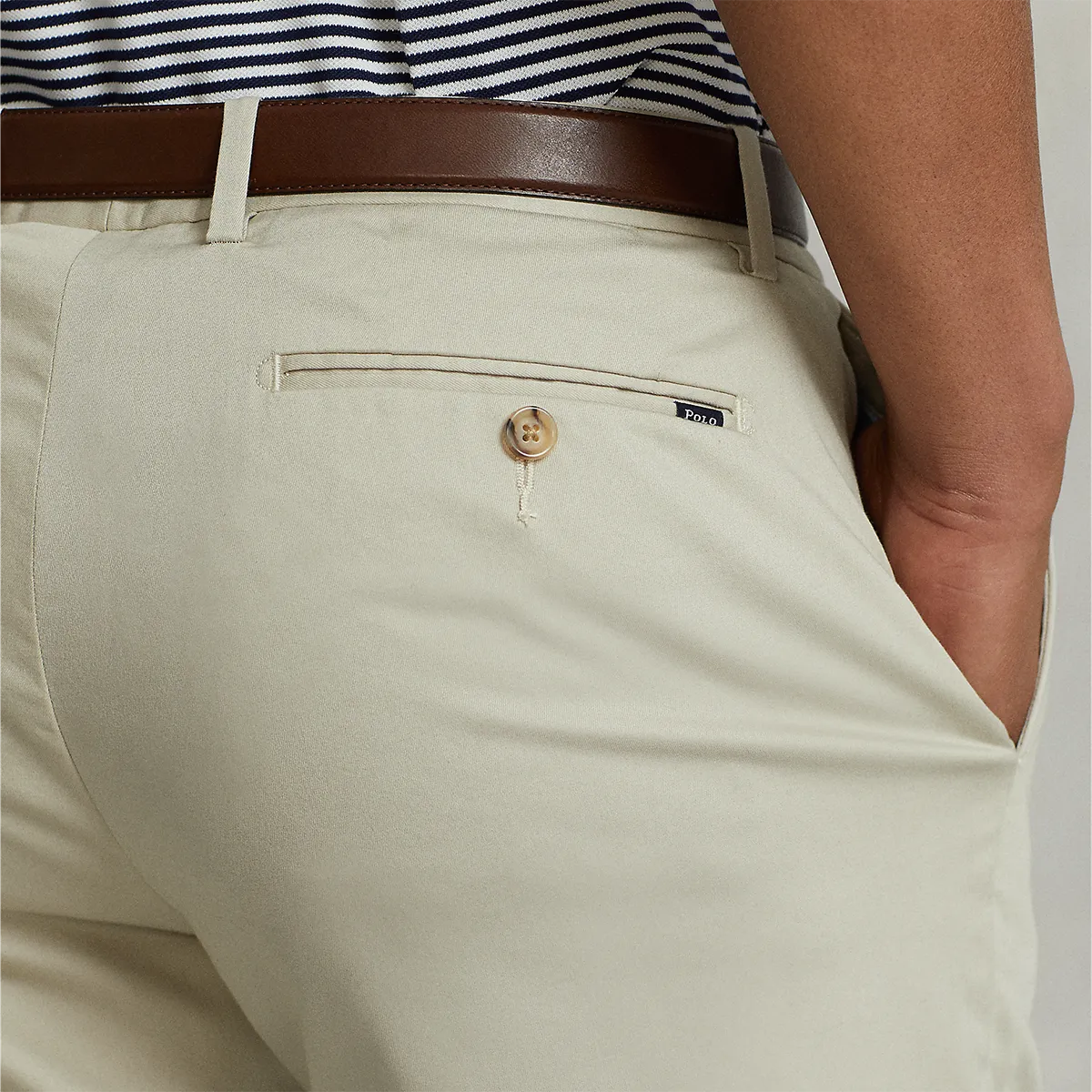 Beige Stretch Straight Fit Shorts by Polo Ralph Lauren