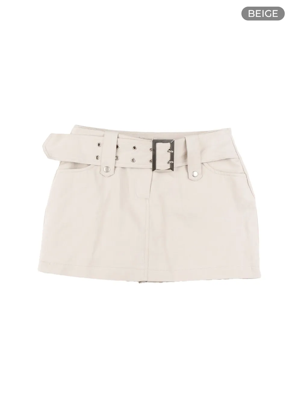 CM429 Belted Eyelet Mini Skirt