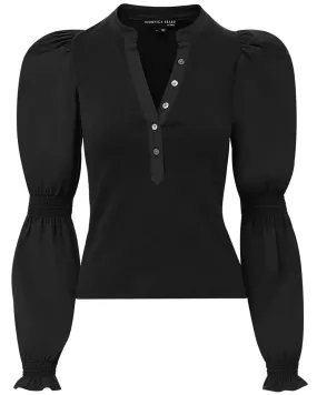 Chic Black Puff Sleeve Top