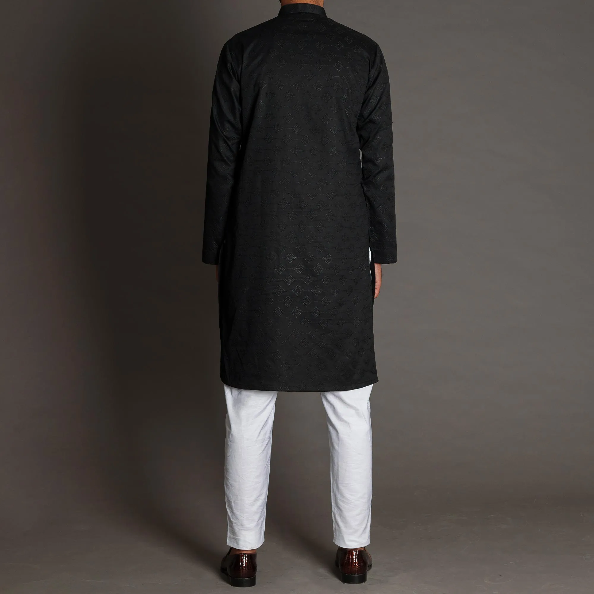 Black Royal Embroidered Kurta