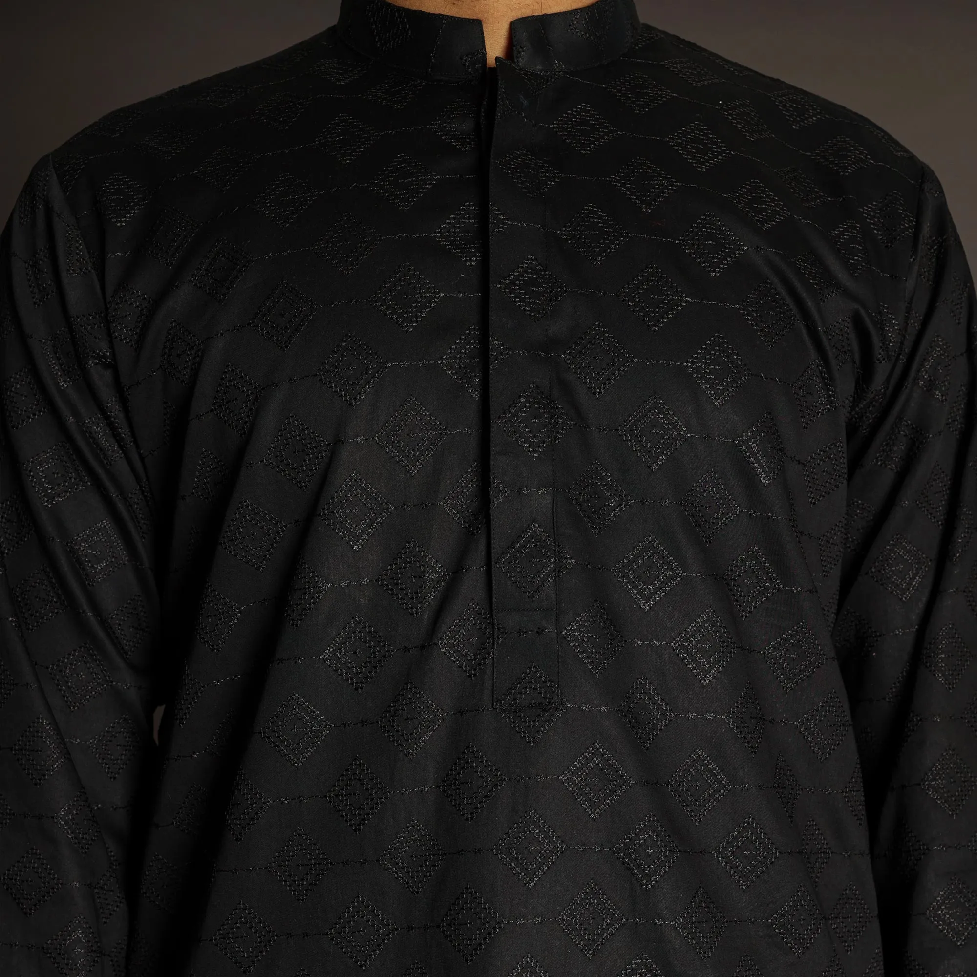 Black Royal Embroidered Kurta