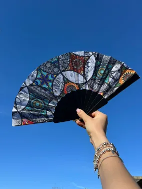 Black Vibrant Multi Pattern Fan