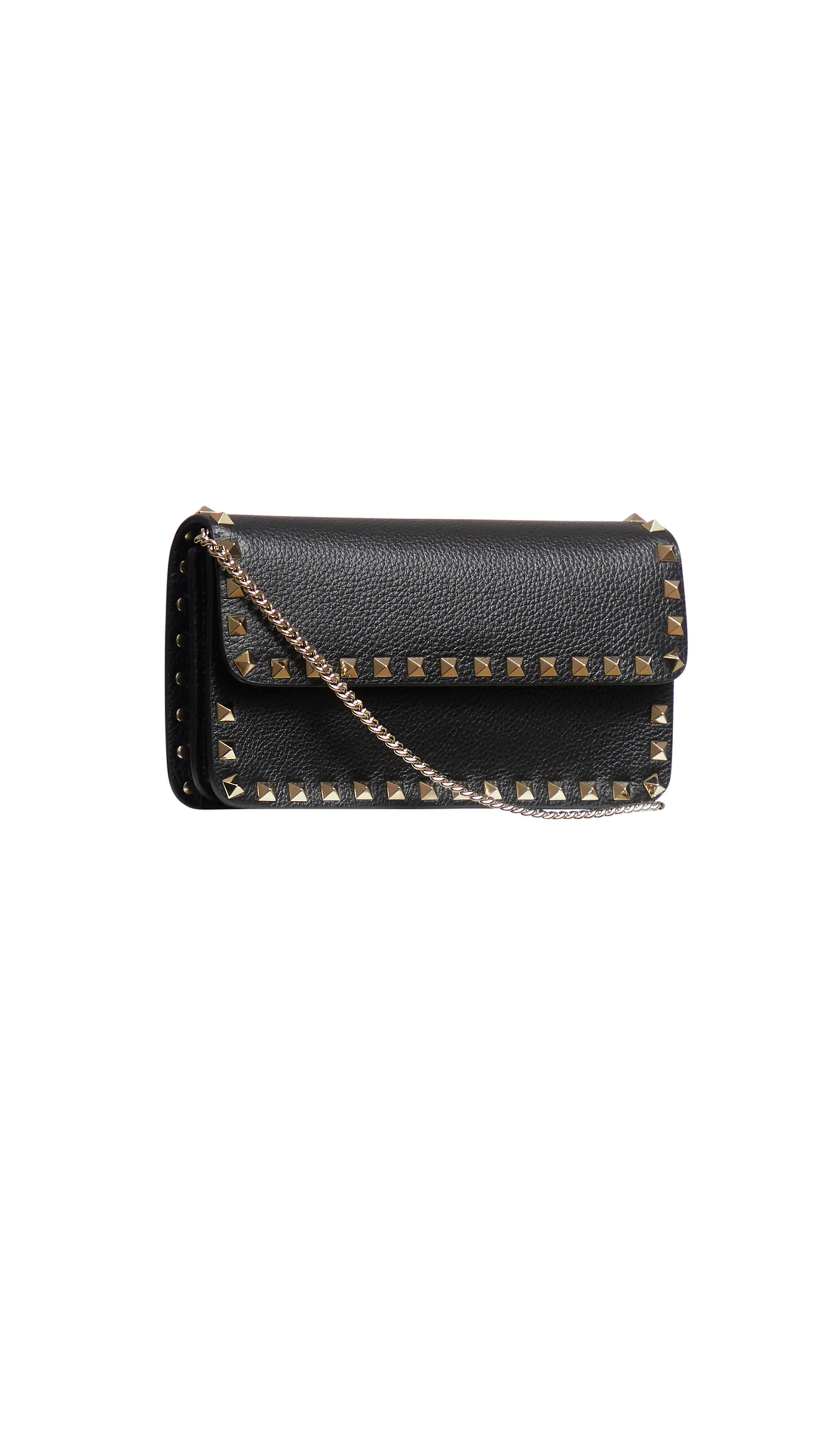 Leather Rockstud Black Clutch