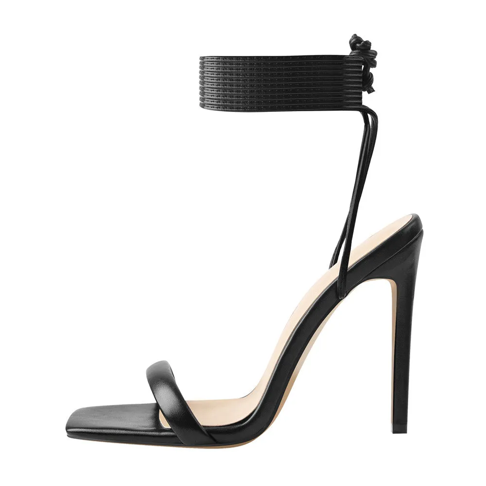 Black High Heel Sandals Stilettos