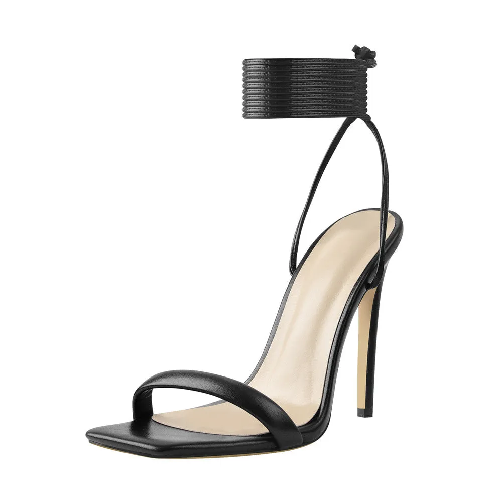 Black High Heel Sandals Stilettos