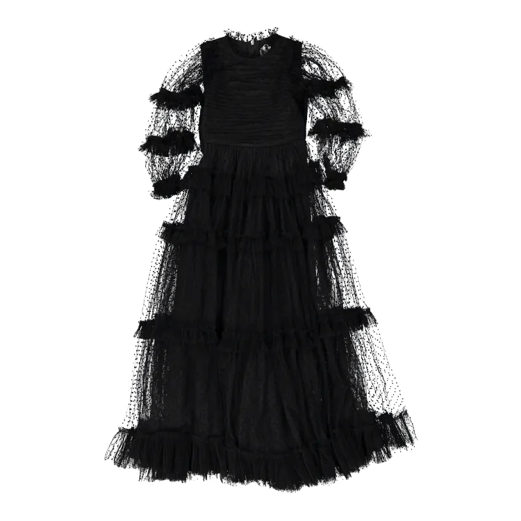 Black Tulle Pleated Frill Dress AW1136