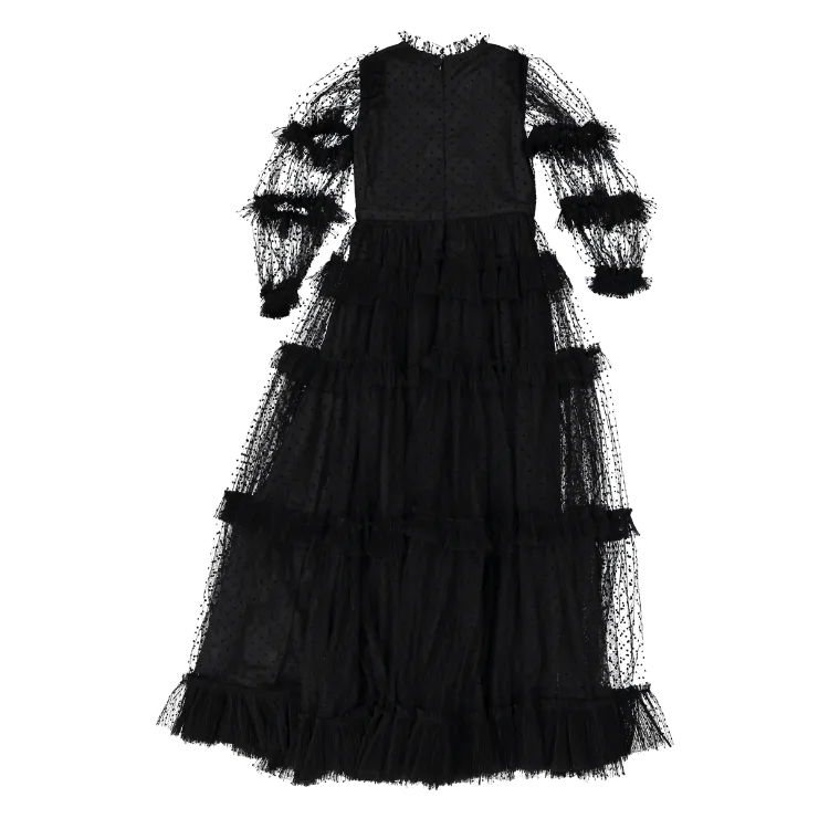 Black Tulle Pleated Frill Dress AW1136