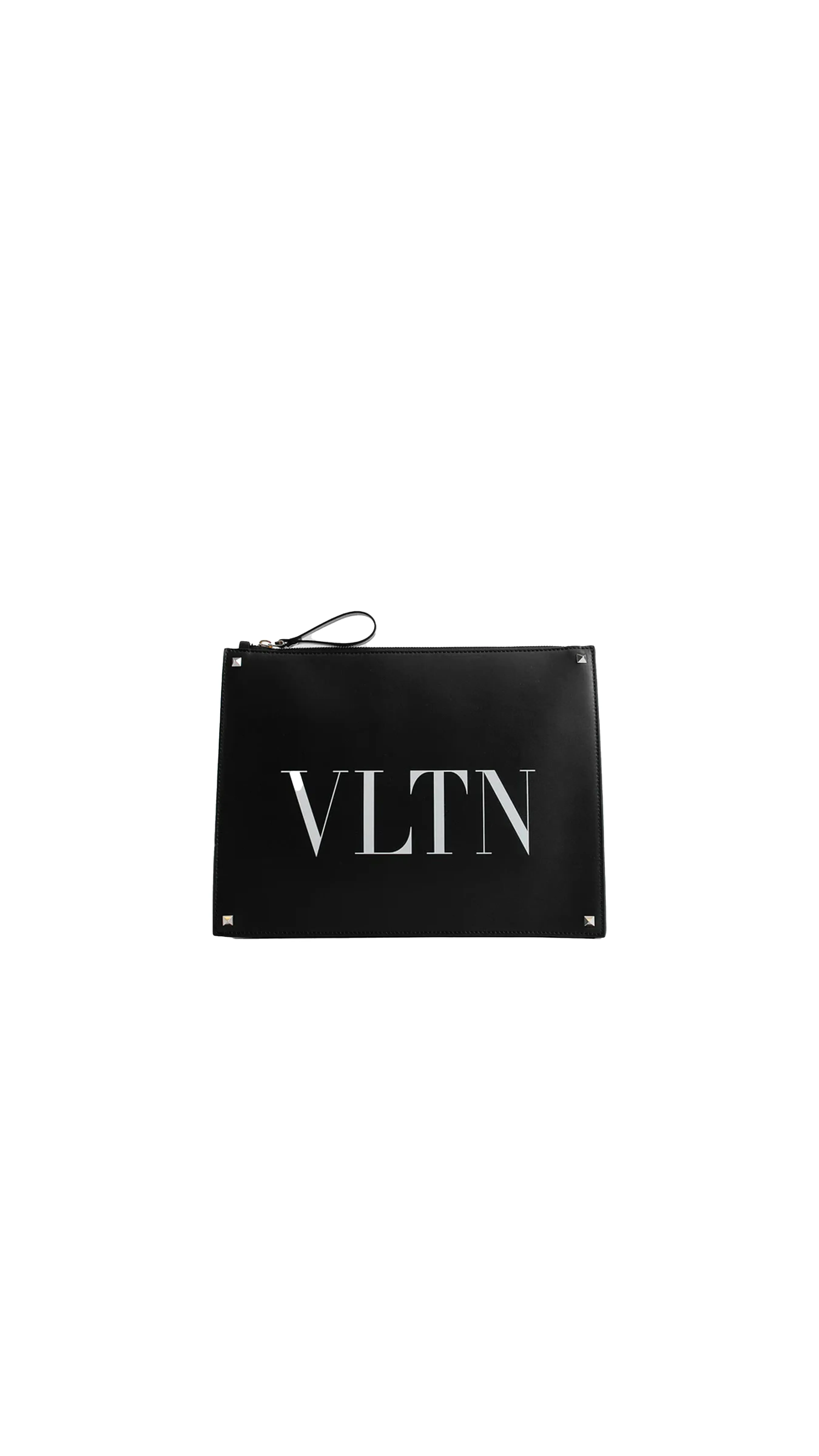 Black Vltn Leather Clutch