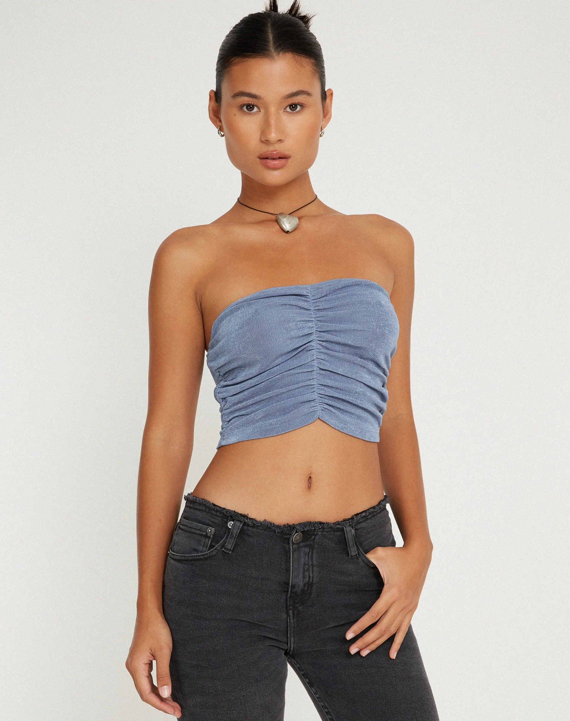 Blue Frosty Asti Bandeau Crop Top