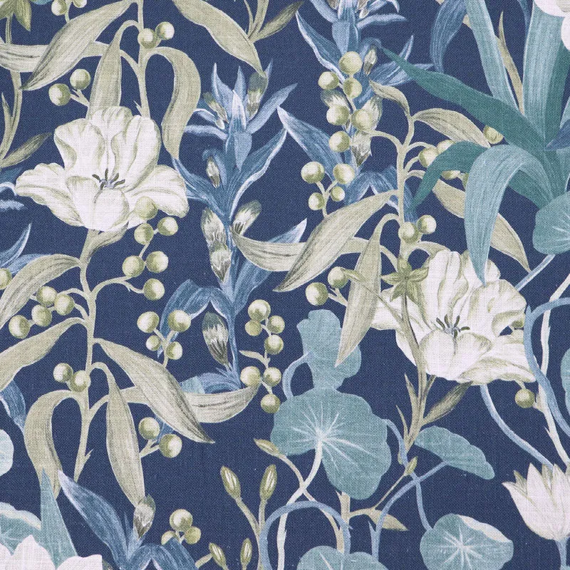 Blue Water Flowers Furnishing Cotton