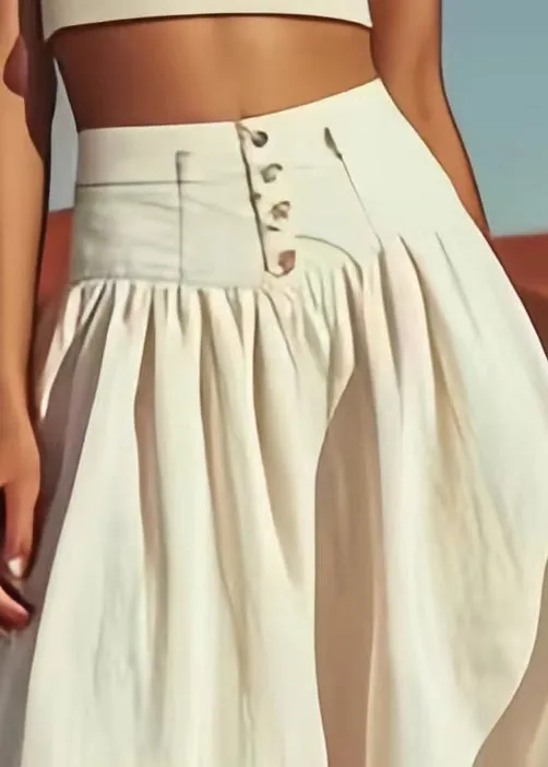 Bohemian Beige High Waist Button Skirts – Summer Styles