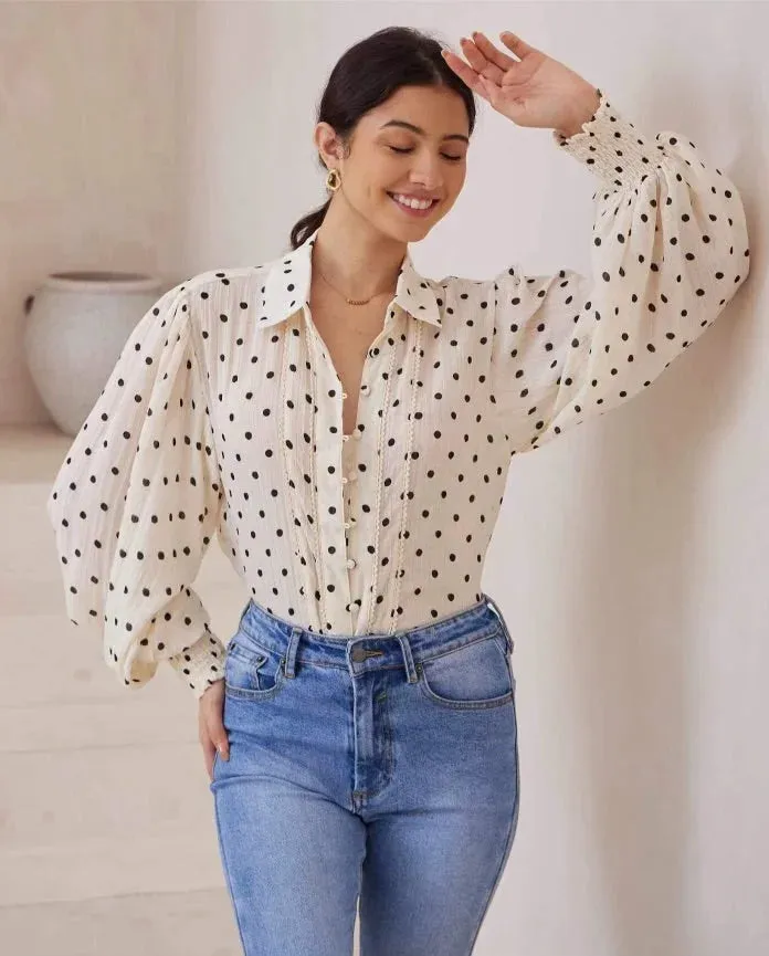 Polka Dot Maya Bohemian Blouse