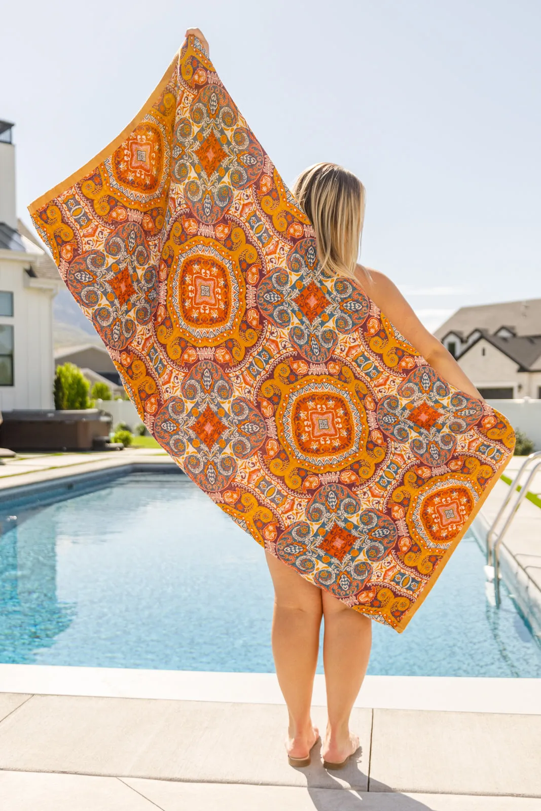 Beach Towel in Boho Medallions