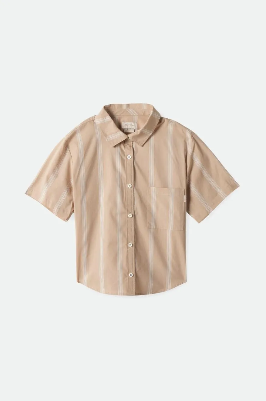 Boxy Short-Sleeve Woven Top - Sesame