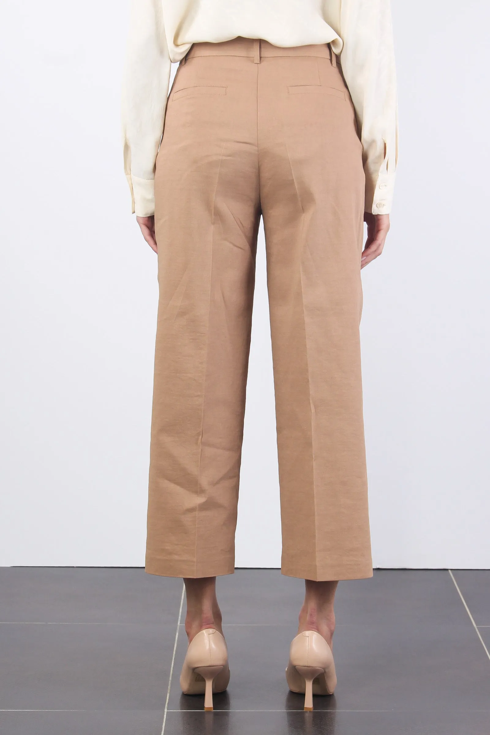 Brown Linen Cropped Pants