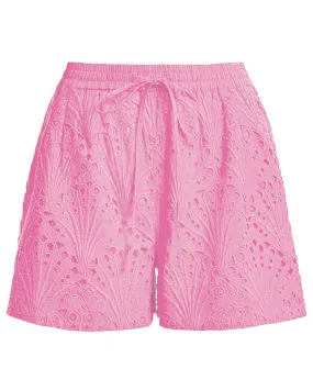 Playful Eyelet Bubblegum Short