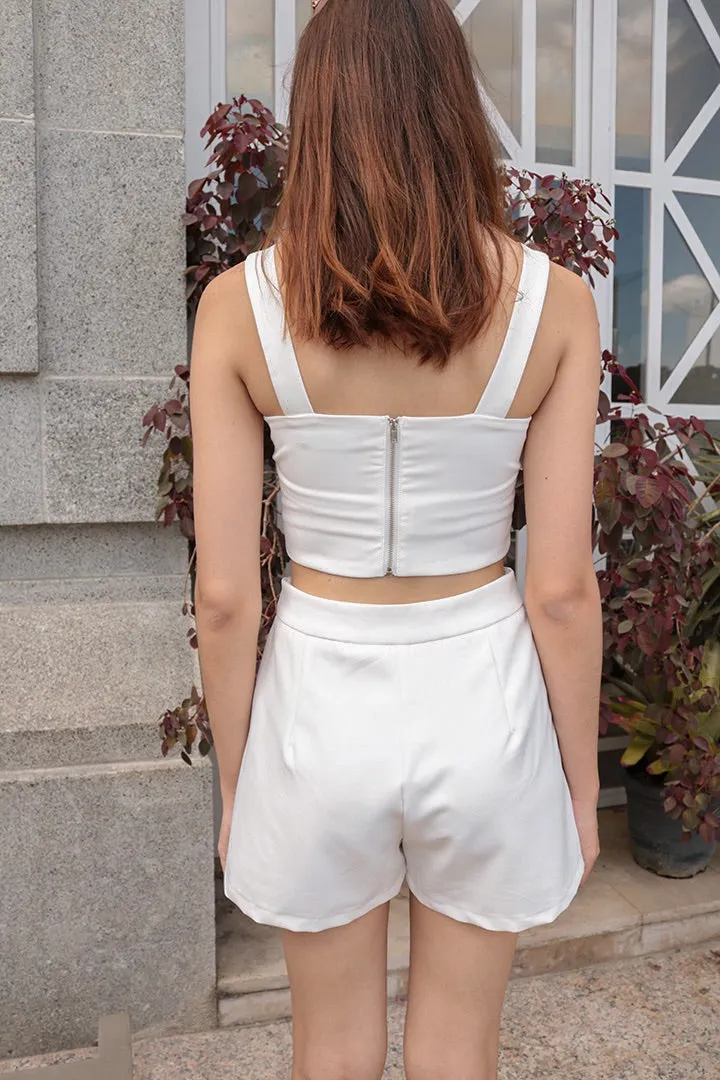 Trendy Buckle Crop Top (WHITE)