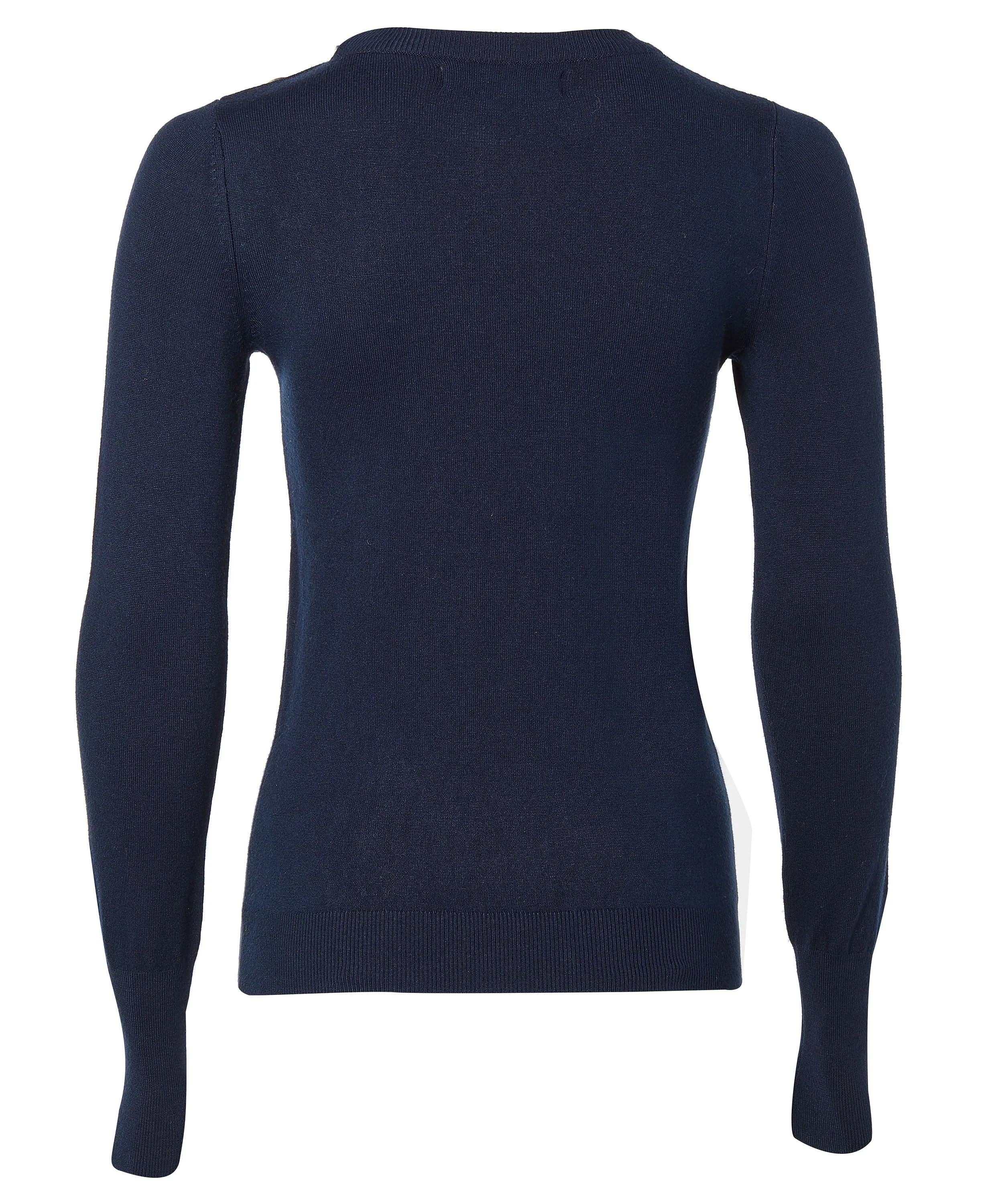 Buttoned Knit Crew Neck in Ink Navy