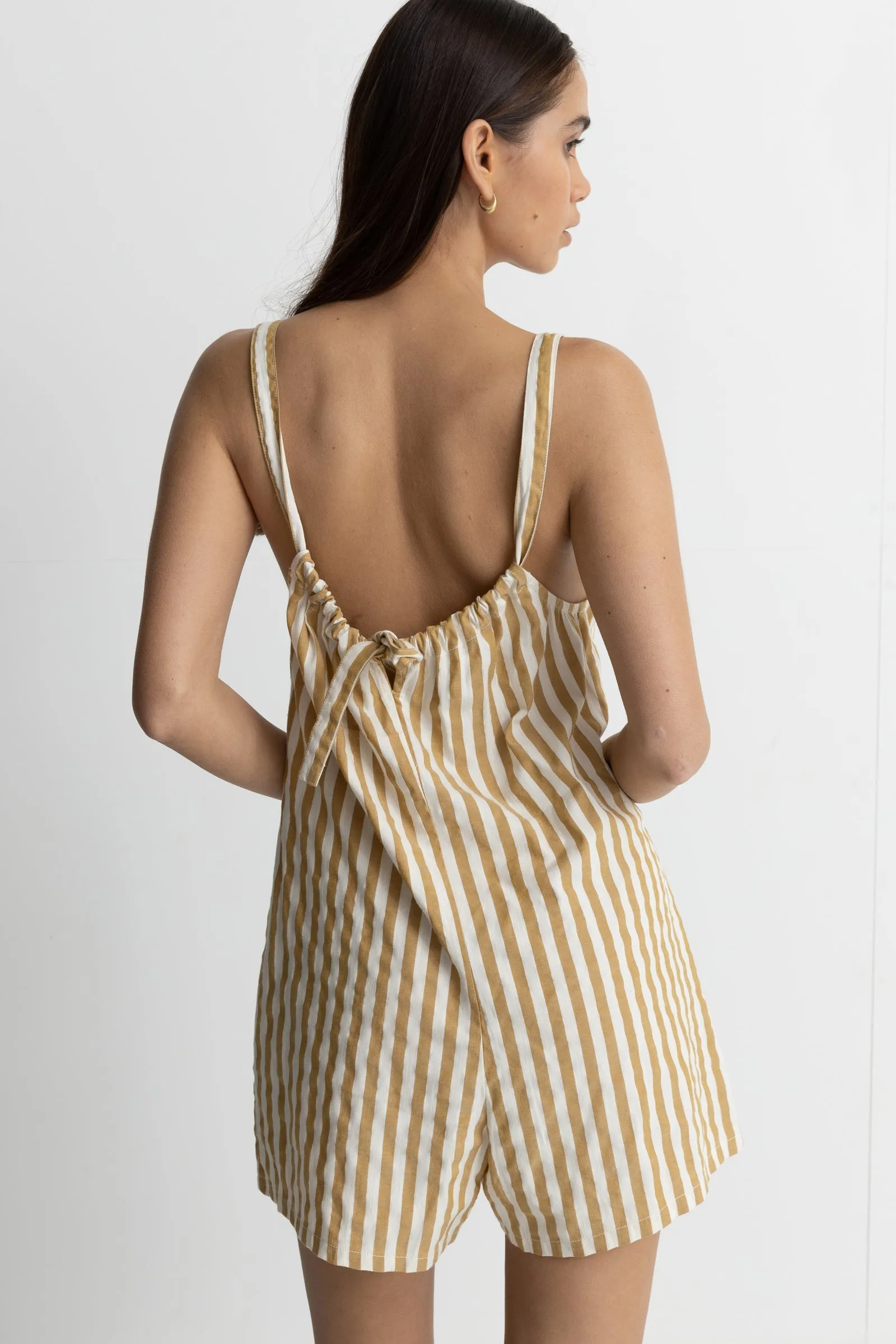 Camel Striped Playsuit