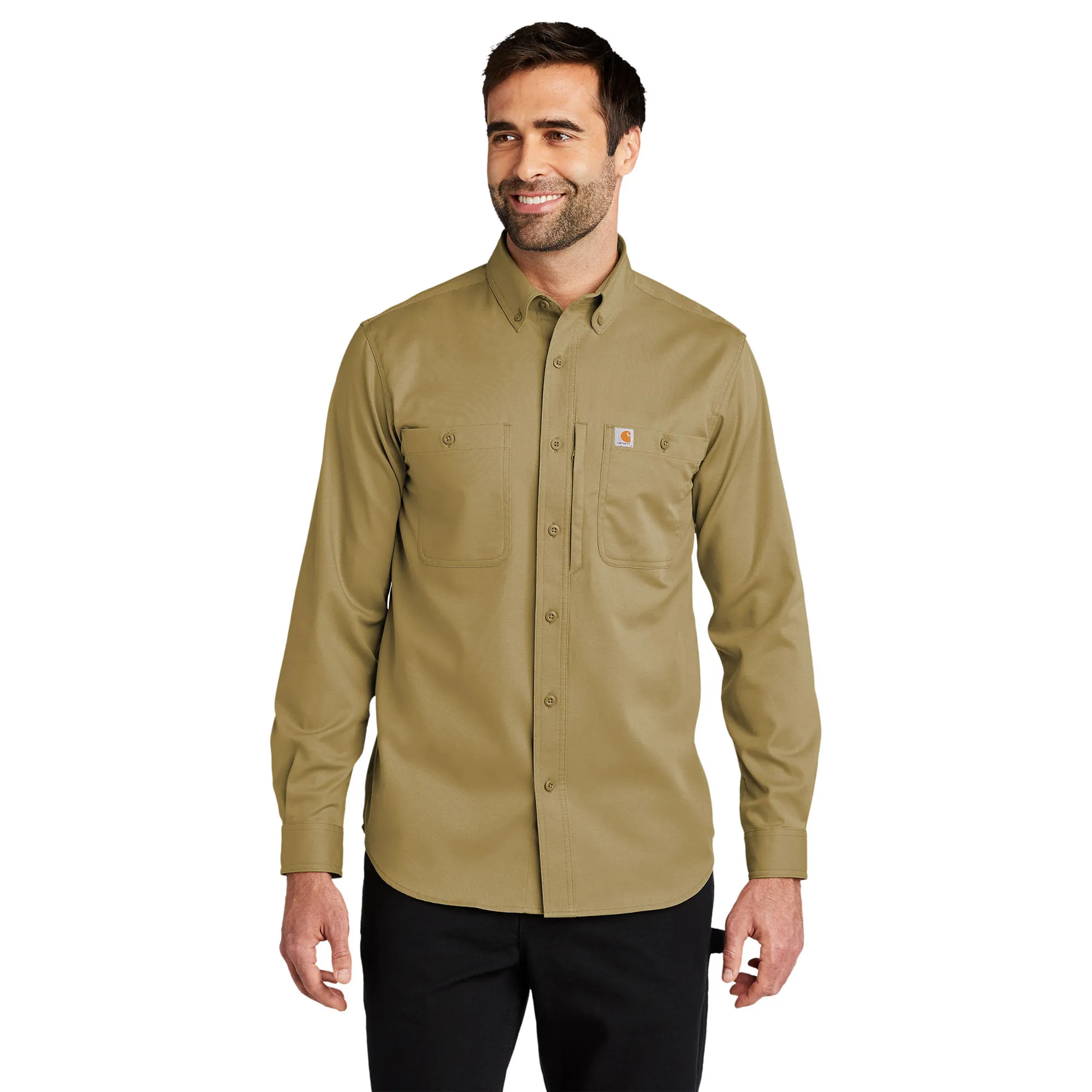 Carhartt 102538 Men's Rugged Professional Series Long Sleeve Shirt - Dark Khaki