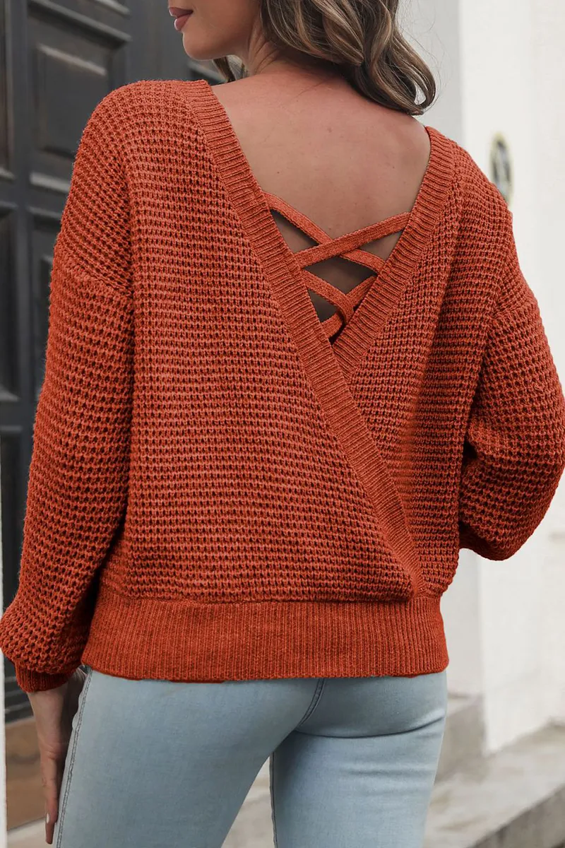 Casual Patchwork V Neck Sweaters