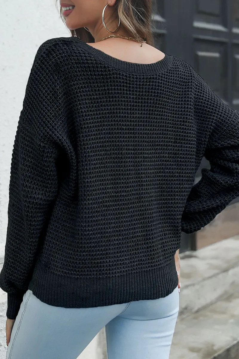 Casual Patchwork V Neck Sweaters