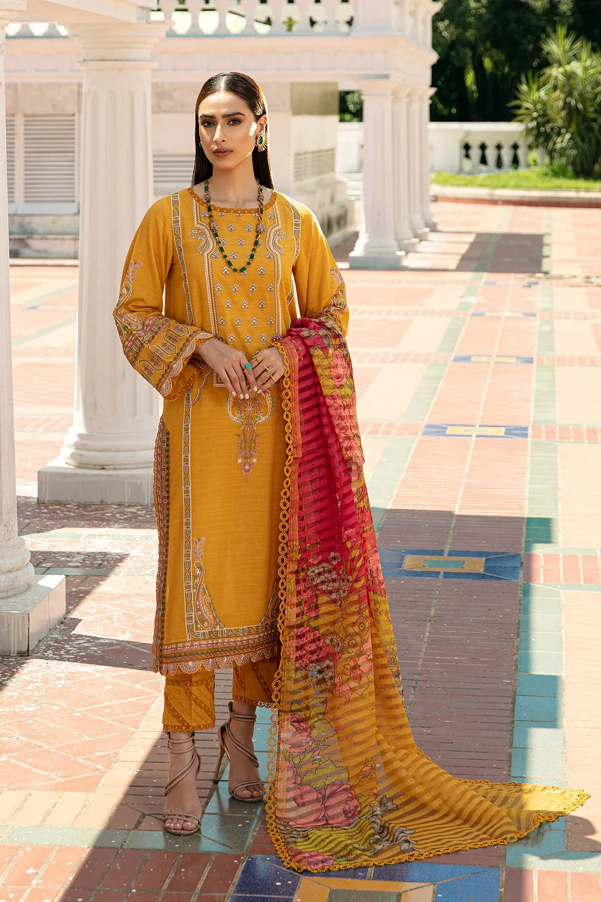 Charizma Embroidered Lawn Shirt With Embroidered Chiffon Dupatta