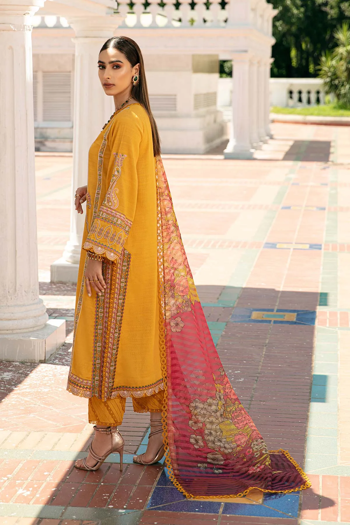 Charizma Embroidered Lawn Shirt With Embroidered Chiffon Dupatta