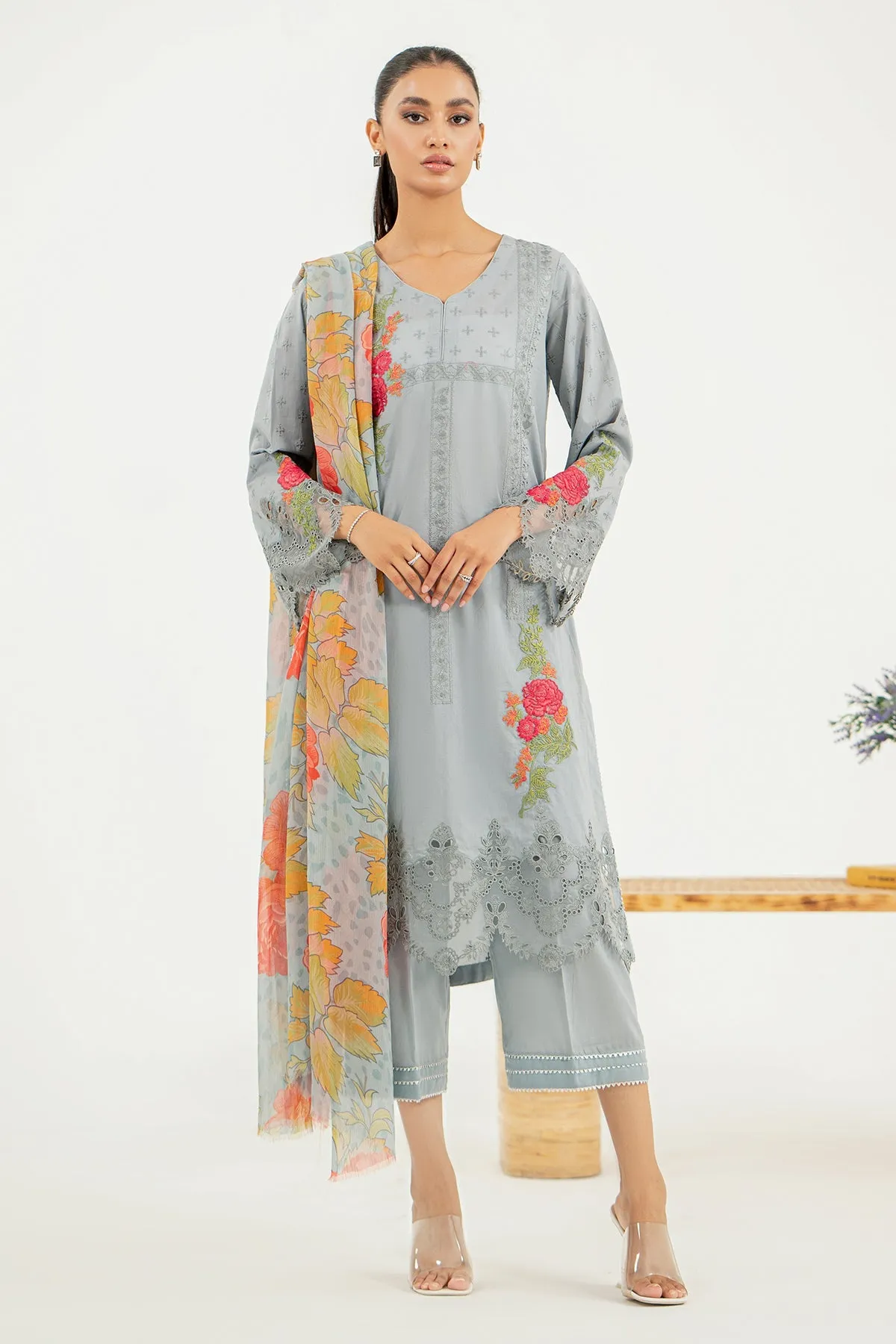 Charizma Lawn Collection with Embroidered Details & Printed Dupatta