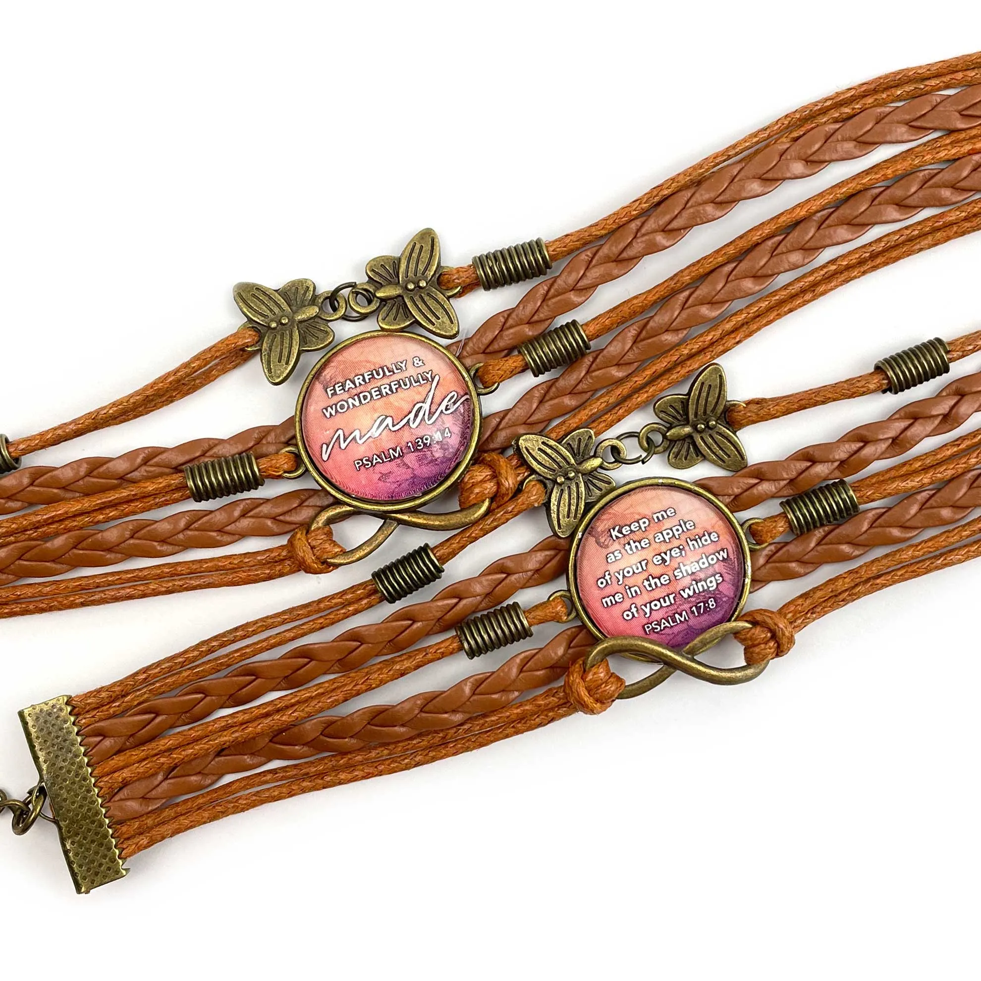 Multi-Strand Leather Bracelet with Butterflies