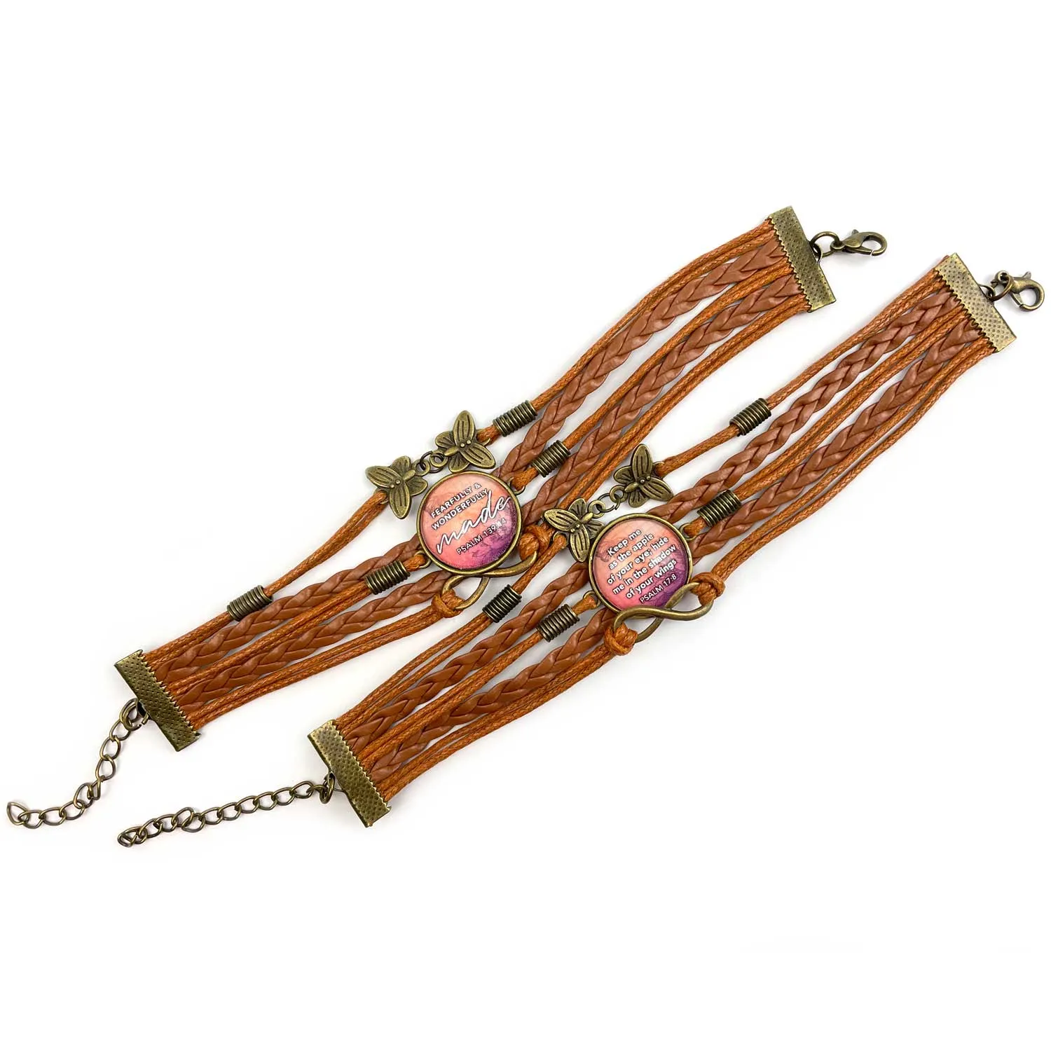 Multi-Strand Leather Bracelet with Butterflies