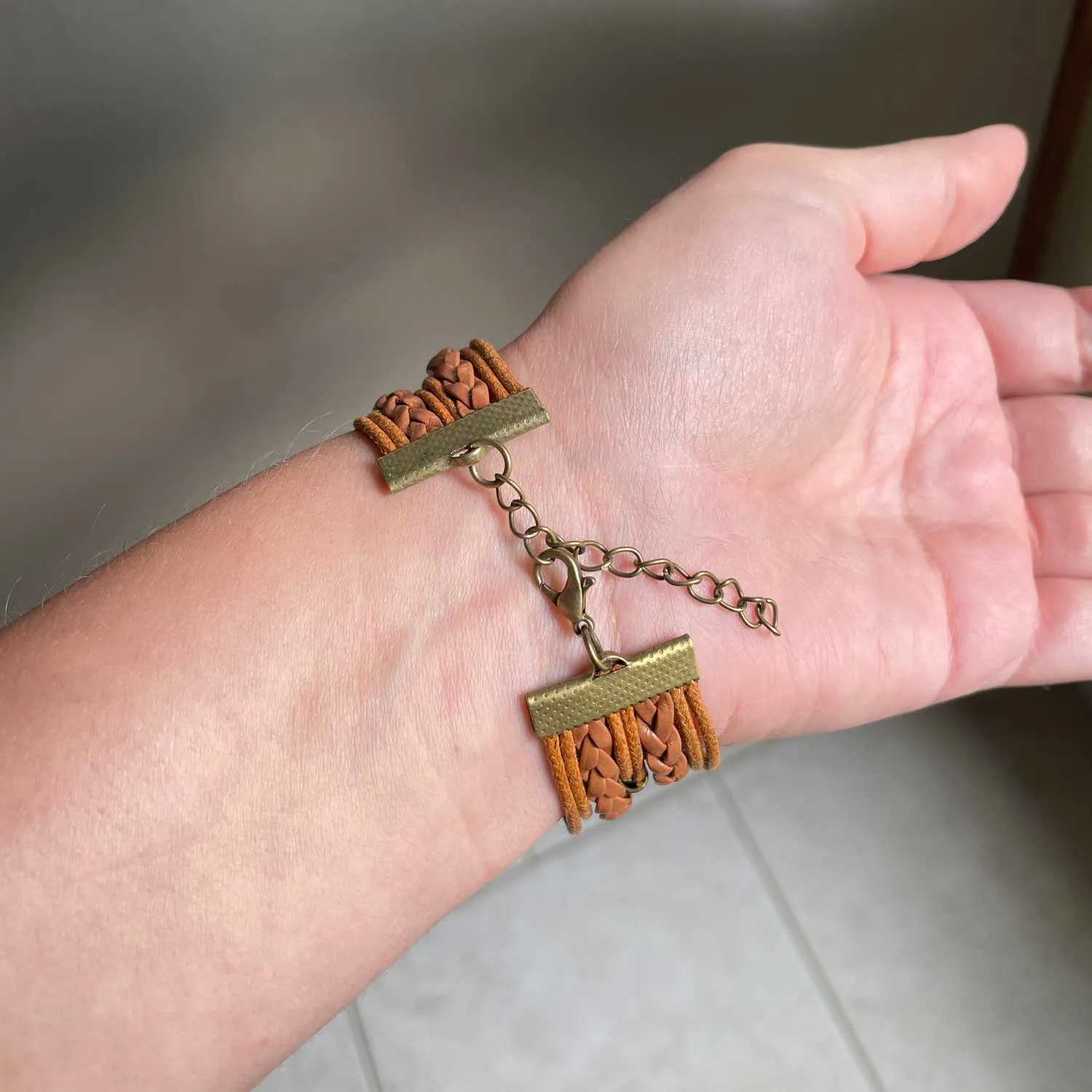 Multi-Strand Leather Bracelet with Butterflies