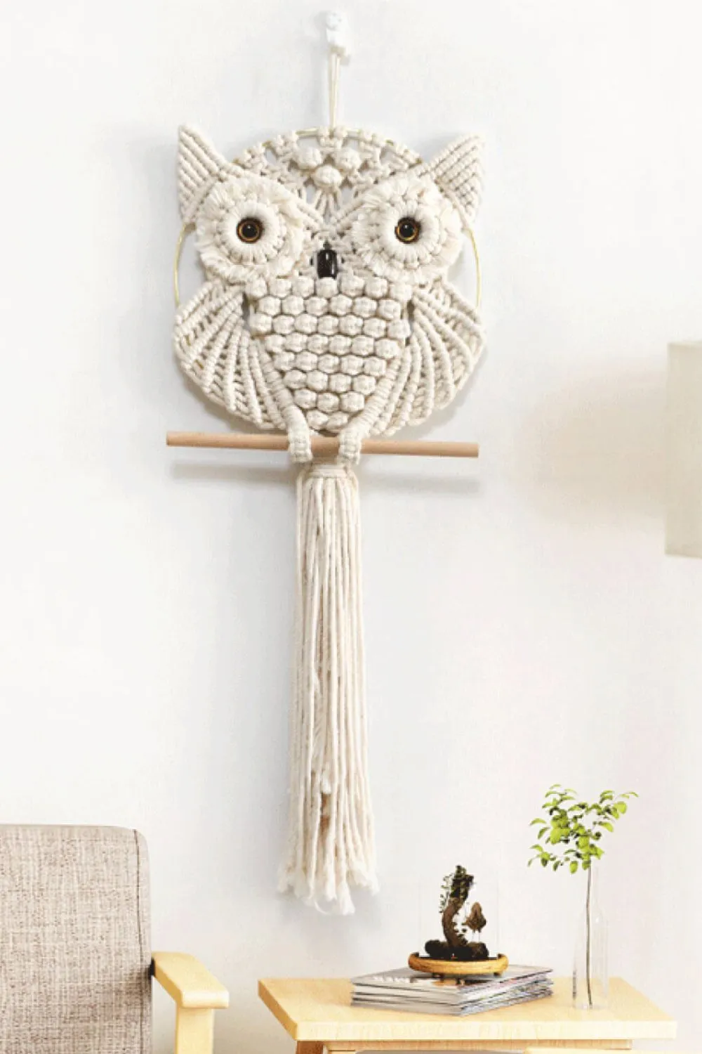 Hand-Woven Owl Macrame Wall Decor