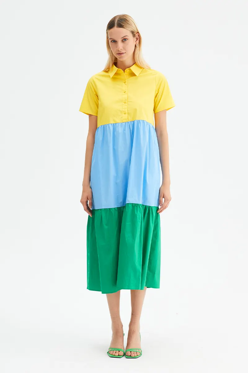 Color Block Midi Dress by COMPANIA FANTASTICA