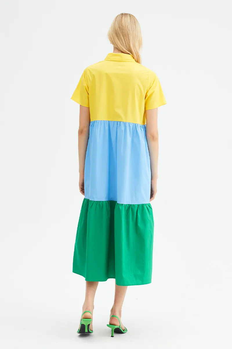 Color Block Midi Dress by COMPANIA FANTASTICA