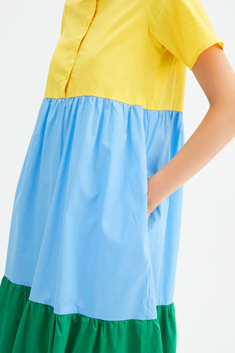 Color Block Midi Dress by COMPANIA FANTASTICA