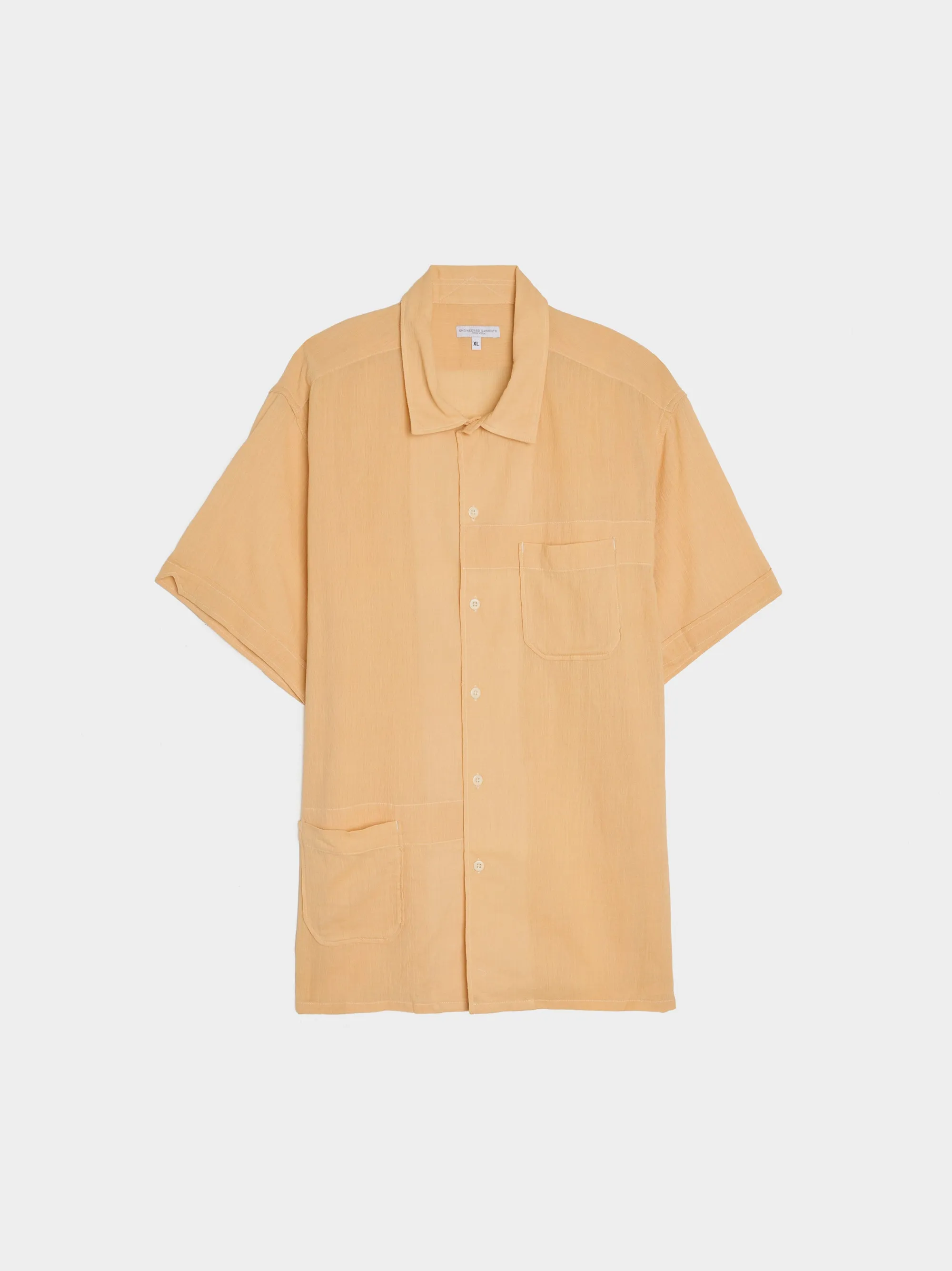 Coral Cotton Crepe Camp Shirt