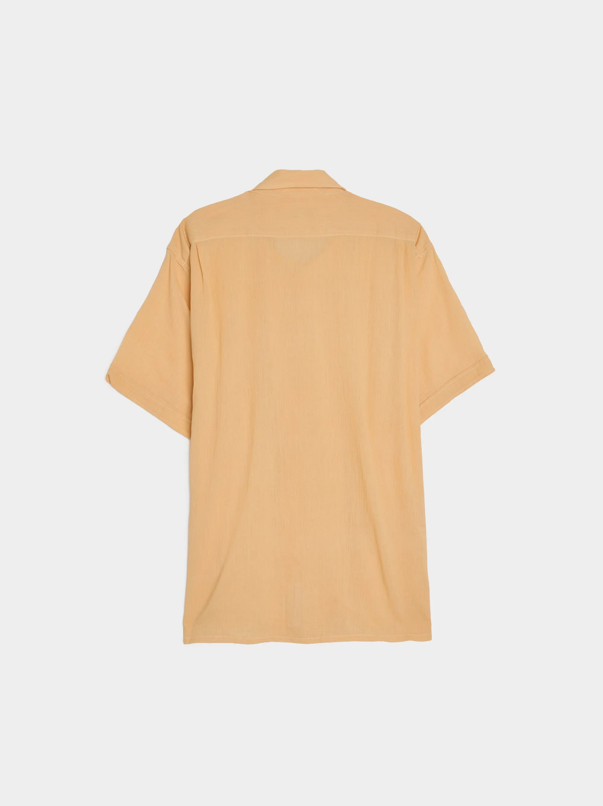 Coral Cotton Crepe Camp Shirt